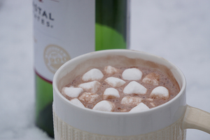 Make some hot chocolate, put some wine in it, top with marshmallows or whipped cream, and enjoy. 